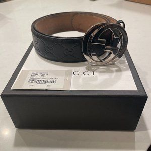Blue Gucci Signature Leather Belt